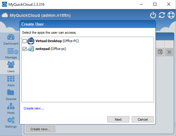Create user