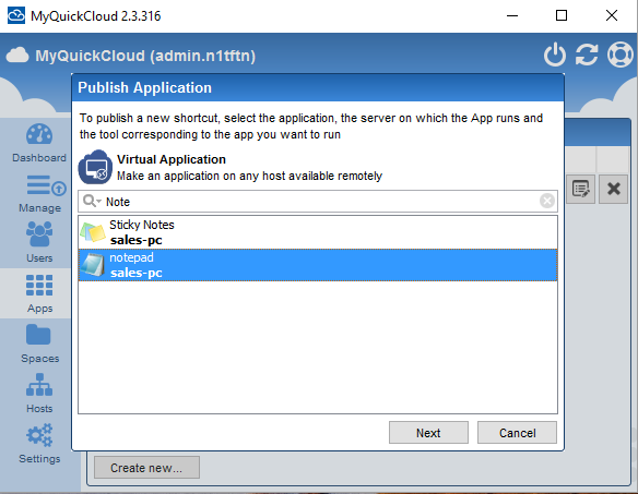 Publish Virtual Application