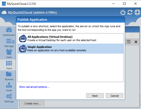 Publish Virtual Application
